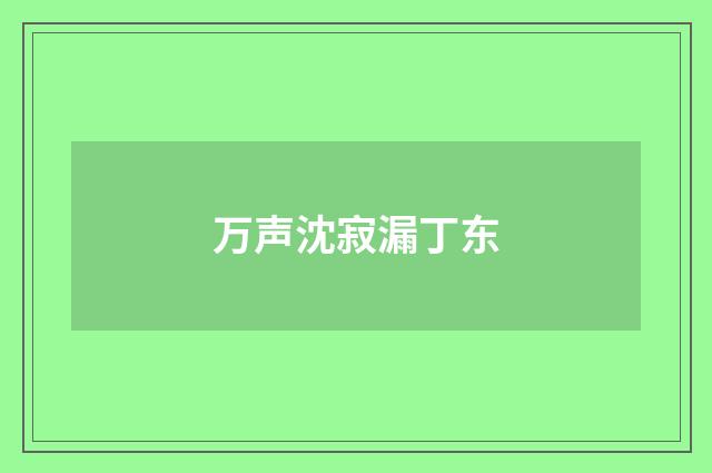 万声沈寂漏丁东