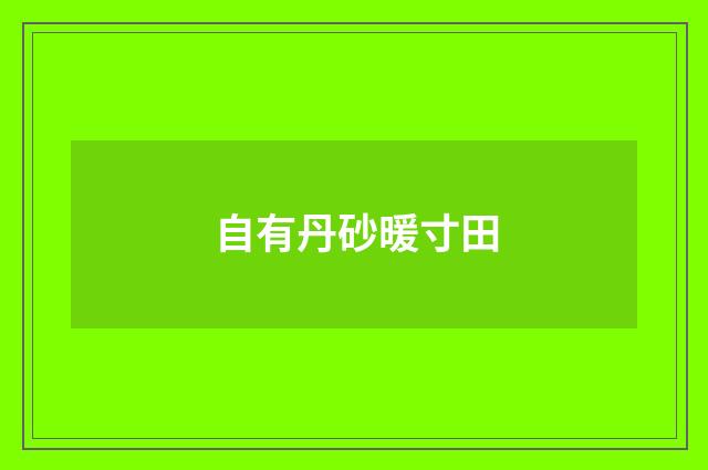 自有丹砂暖寸田