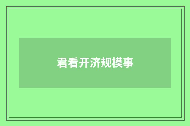 君看开济规模事