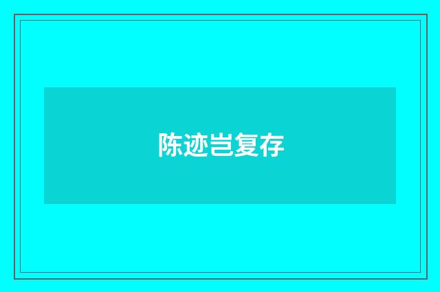 陈迹岂复存