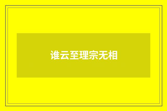 谁云至理宗无相