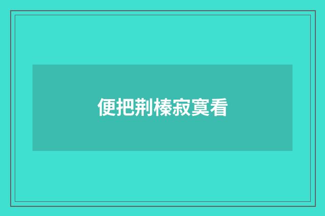便把荆榛寂寞看