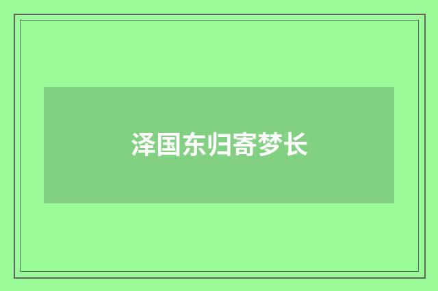 泽国东归寄梦长