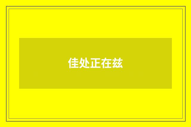 佳处正在兹