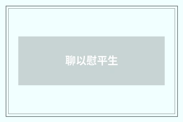 聊以慰平生