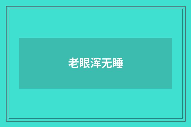 老眼浑无睡