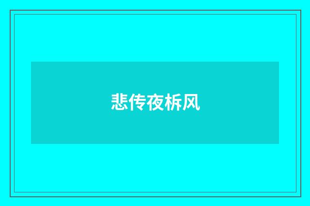 悲传夜柝风