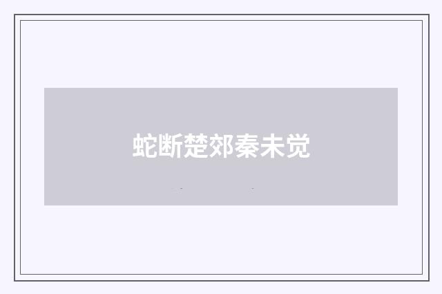 蛇断楚郊秦未觉