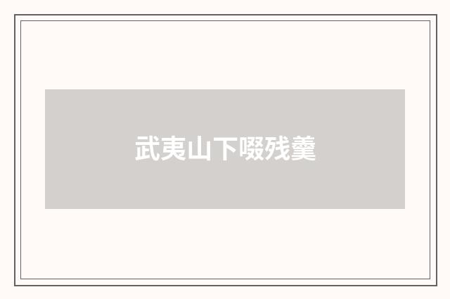 武夷山下啜残羹
