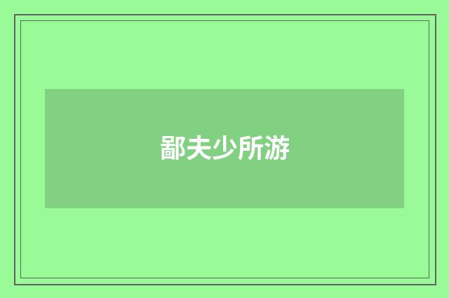 鄙夫少所游