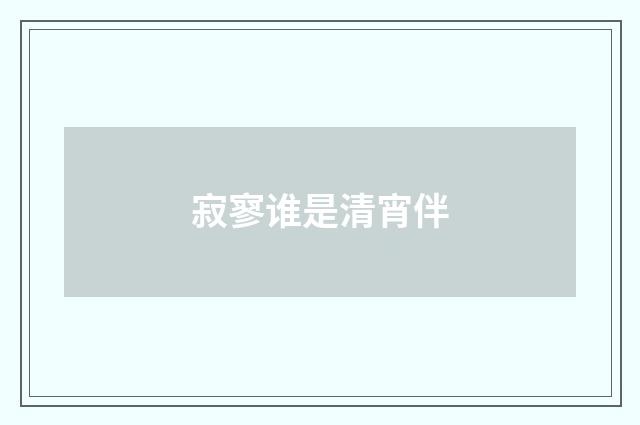 寂寥谁是清宵伴