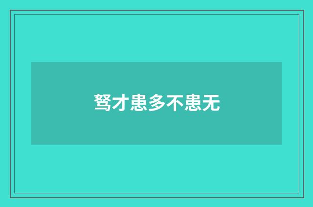 驽才患多不患无