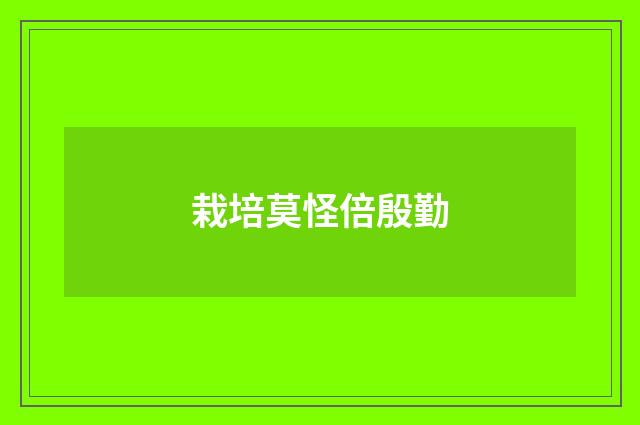 栽培莫怪倍殷勤