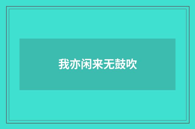 我亦闲来无鼓吹