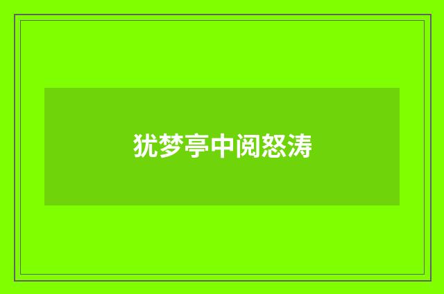 犹梦亭中阅怒涛