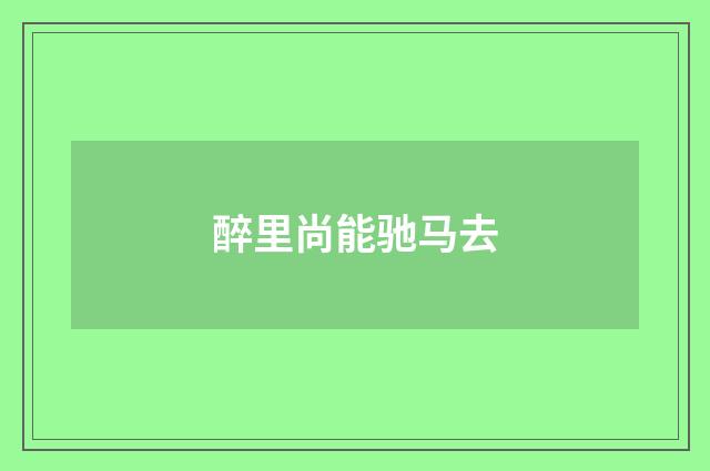醉里尚能驰马去