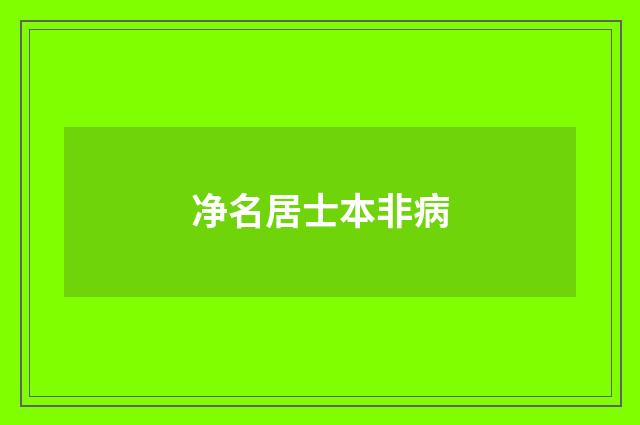 净名居士本非病