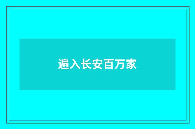遍入长安百万家