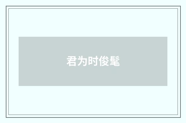 君为时俊髦