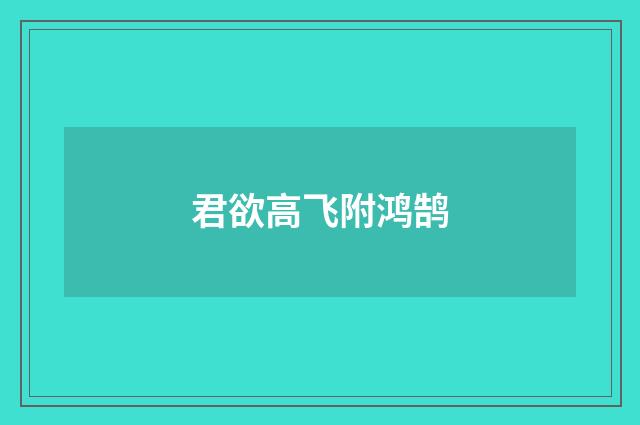 君欲高飞附鸿鹄