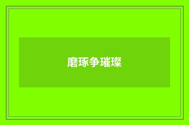 磨琢争璀璨