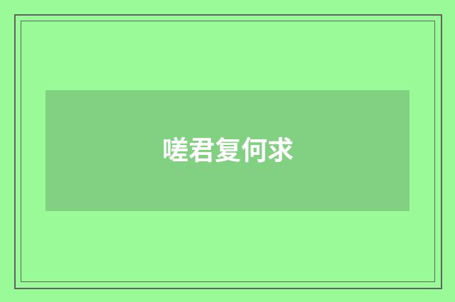 嗟君复何求