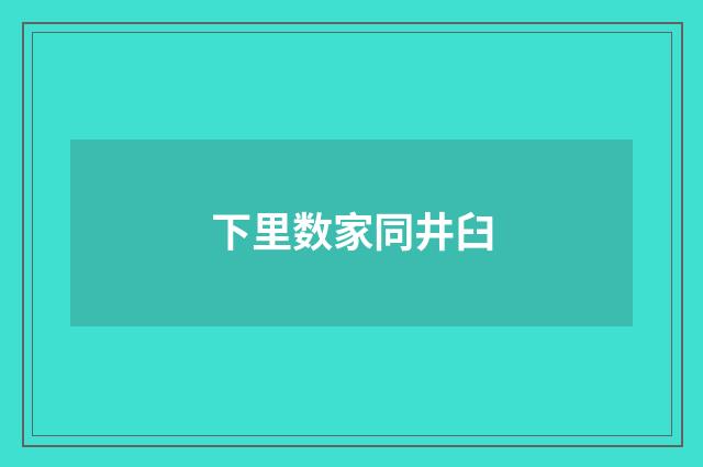 下里数家同井臼
