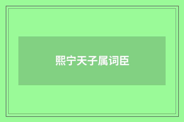 熙宁天子属词臣