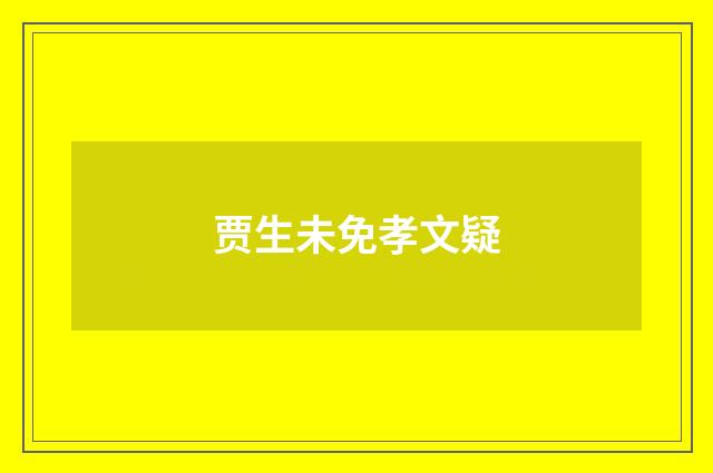 贾生未免孝文疑
