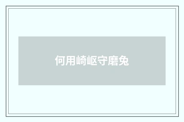 何用崎岖守磨兔