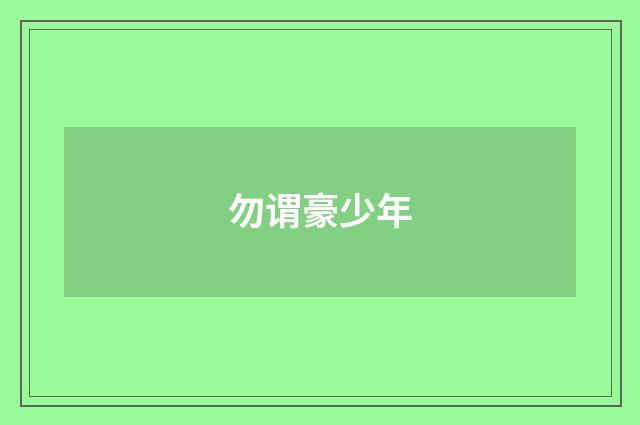勿谓豪少年