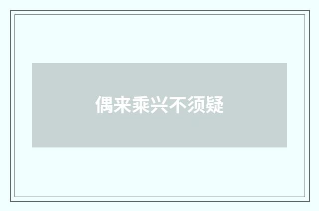 偶来乘兴不须疑