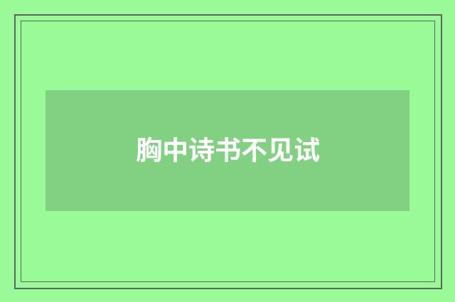 胸中诗书不见试