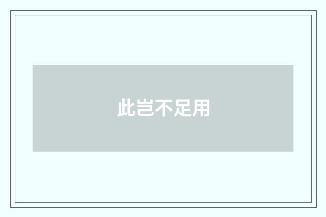 此岂不足用