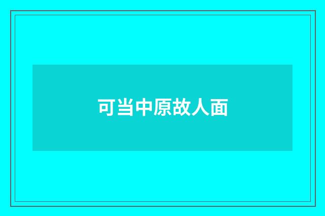可当中原故人面