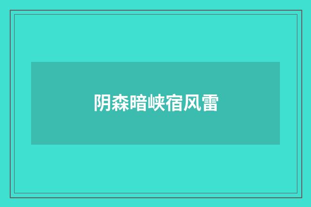 阴森暗峡宿风雷