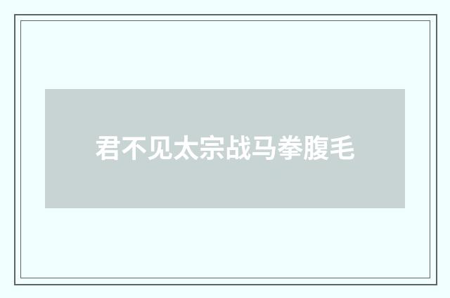 君不见太宗战马拳腹毛