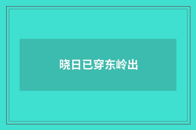 晓日已穿东岭出