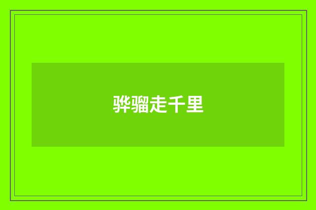 骅骝走千里
