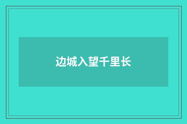 边城入望千里长