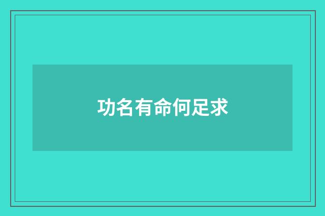 功名有命何足求