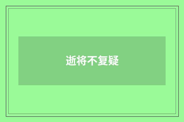 逝将不复疑