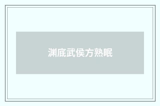 渊底武侯方熟眠
