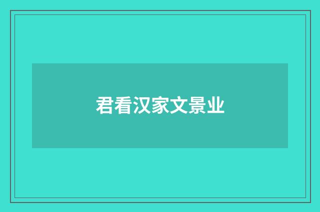 君看汉家文景业