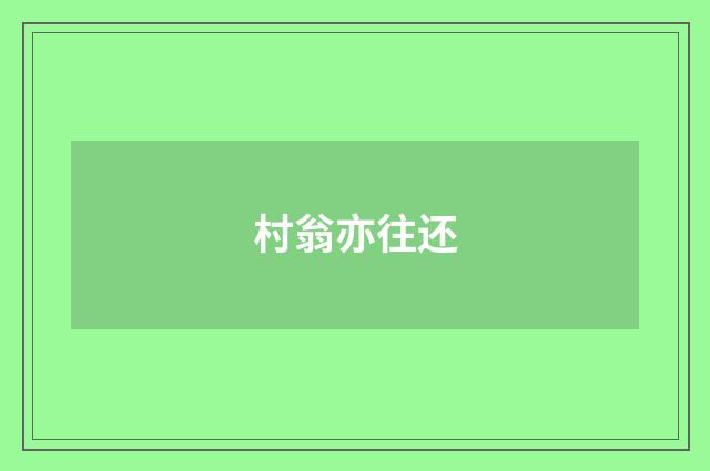 村翁亦往还