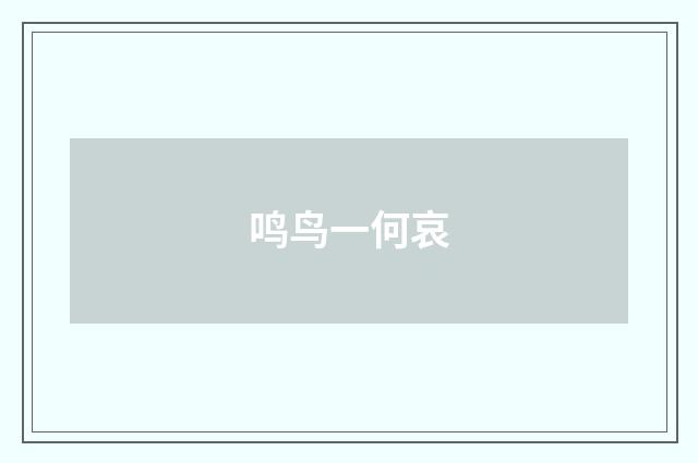 鸣鸟一何哀