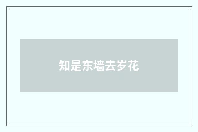 知是东墙去岁花