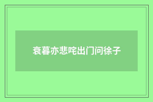 衰暮亦悲咤出门问徐子
