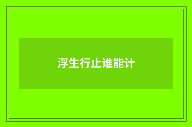 浮生行止谁能计