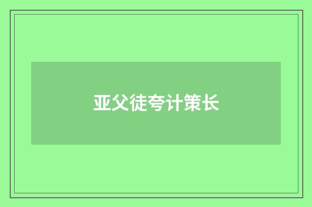 亚父徒夸计策长